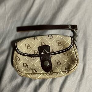 Dooney & Bourke Tan Canvas with Leather Trim Wristlet